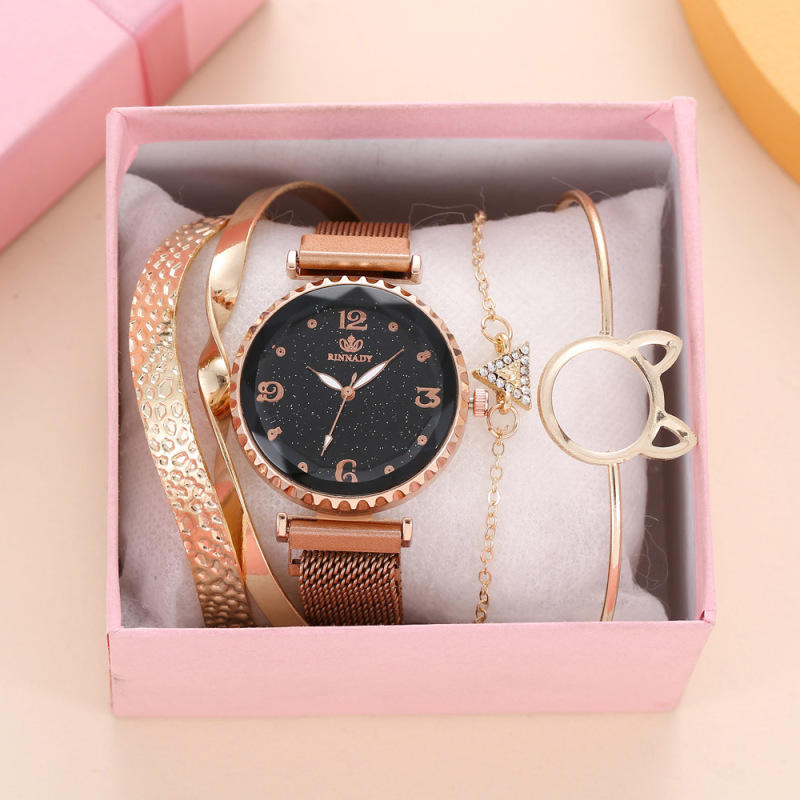 Fashionable elegant all-match Elegant Starry dial age-reducing women's watch irregular bracelet five-piece set