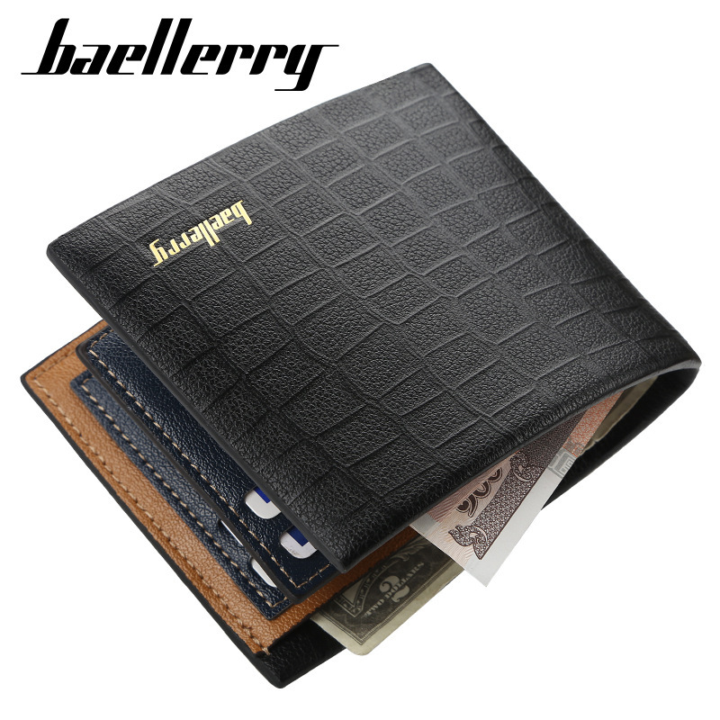 baellerry new men's short crocodile pattern vintage wallet simple fashion horizontal creative card holder wholesale
