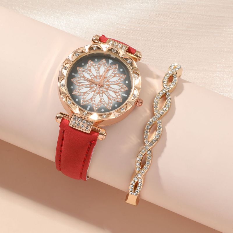 Lady temperament exquisite creative gift set quartz watch bracelet ring eardrop necklace 5pcs/set