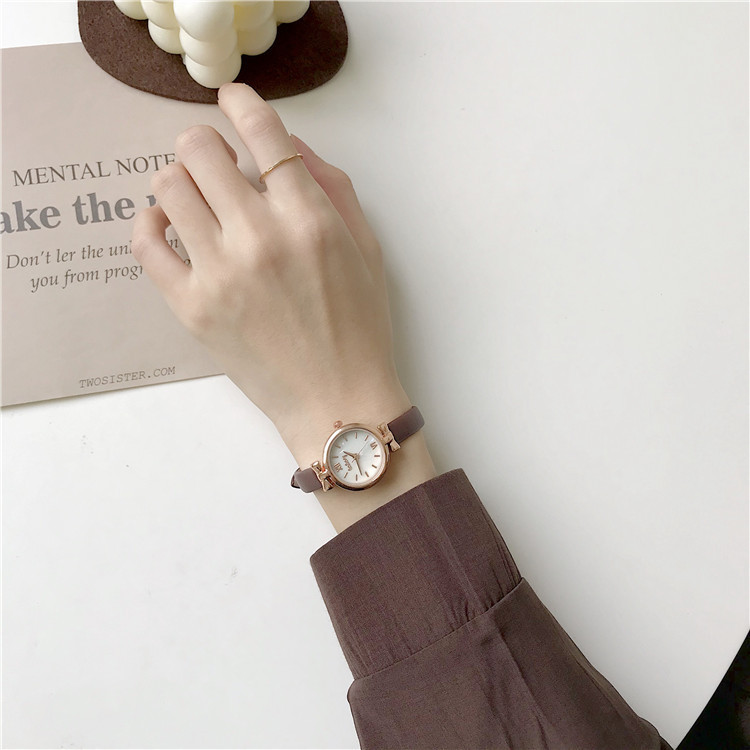 Women's Watch thin strap niche bow design white moonlight gentle small artistic simple quartz watch