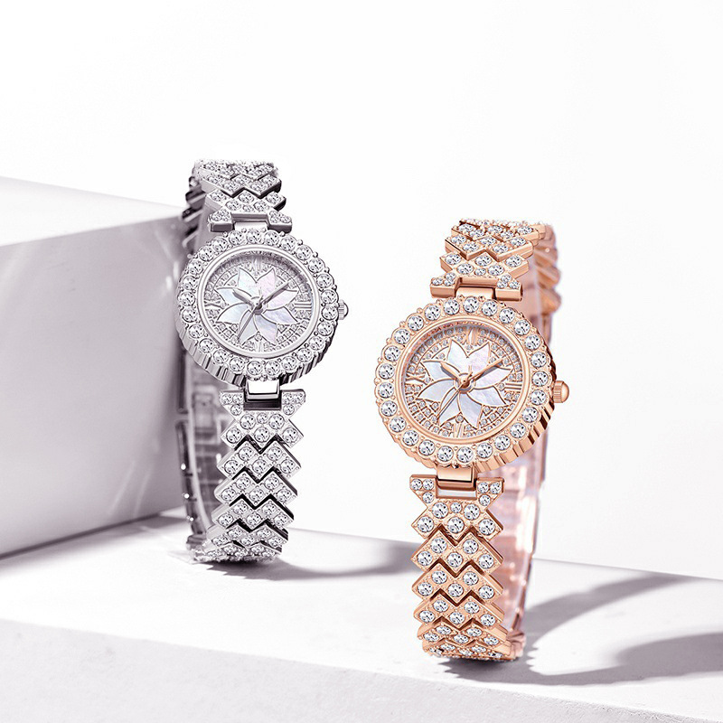 Factory Direct sales non-logo foreign trade ladies watch gift box Diamond-embedded full Diamond luxury elegant all-match quartz watch set