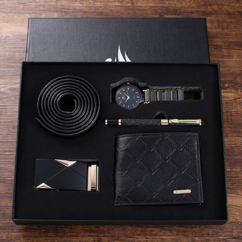 Men's Watch gift set set gift box business quartz watch belt temperament wallet office ballpoint pen