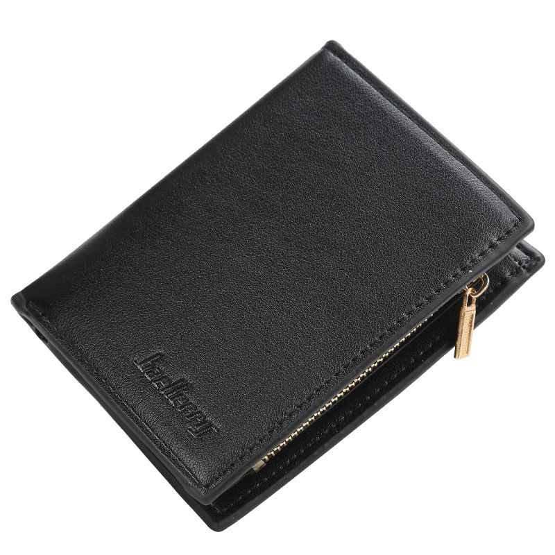 baellerry men's short business wallet Korean style multiple card slots tri-fold wallet bag zipper coin purse wholesale