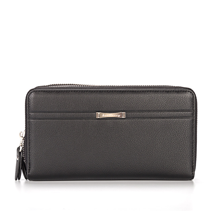 Cross-border spot large capacity Men's wallet clutch double zipper coin purse multi card mobile phone bag wallet