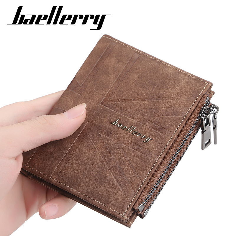 baellerry men's wallet multiple card slots vertical coin purse short European and American double zipper fashion card holder wholesale
