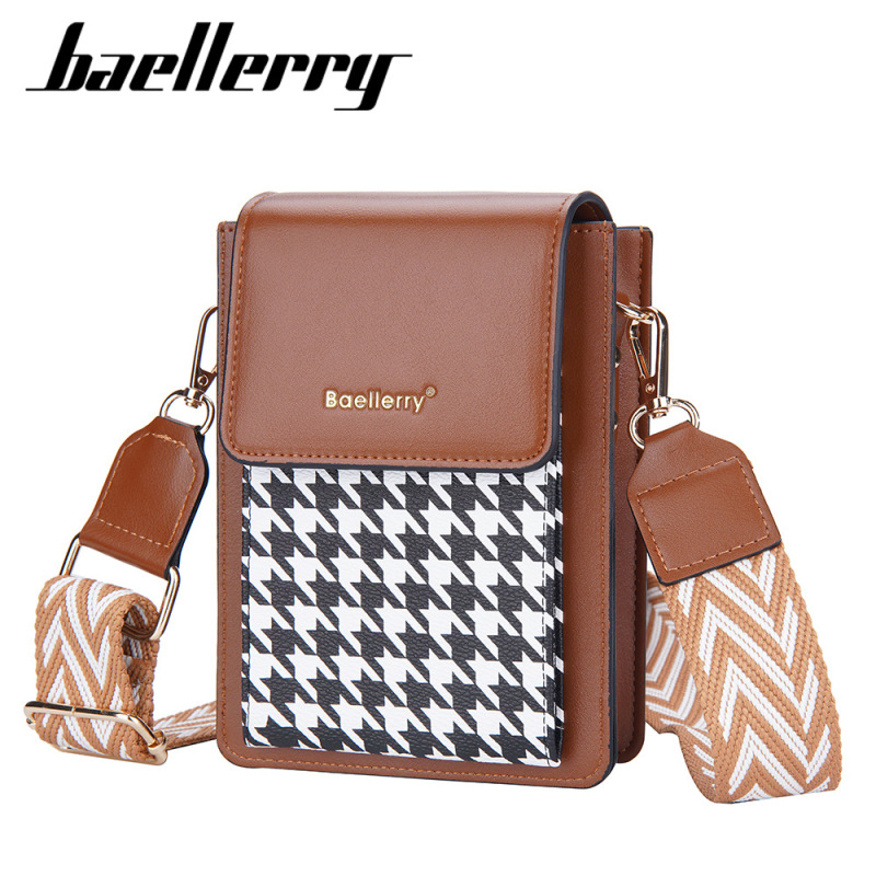 2023 new mobile phone bag women's fashion Plaid contrast color suction clasp single shoulder crossbody women's bag all-match small square bag women's bag