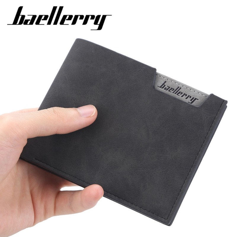baellerry short wallet frosted multiple card slots men's fashion Open horizontal wallet Korean coin purse bag
