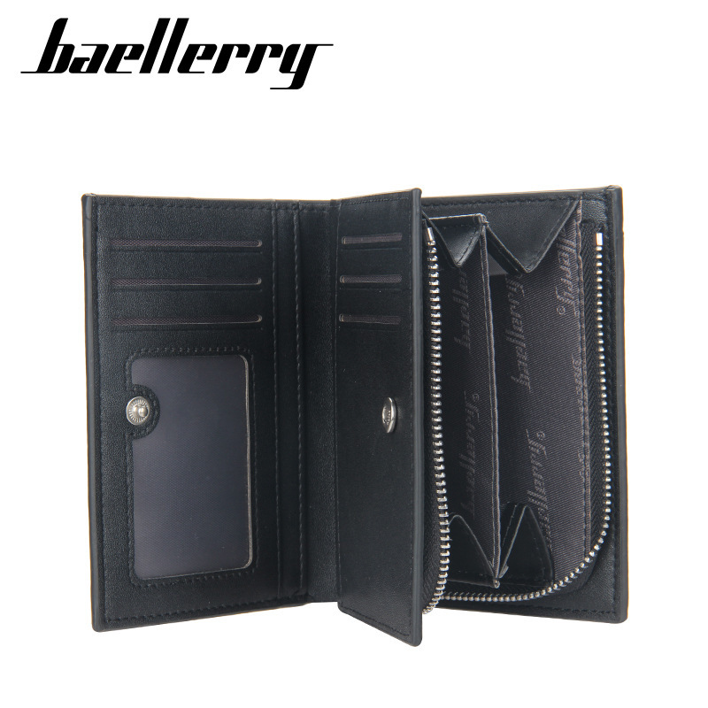 baellerry men's wallet new European and American zipper hasp coin purse retro wallet vertical coin purse