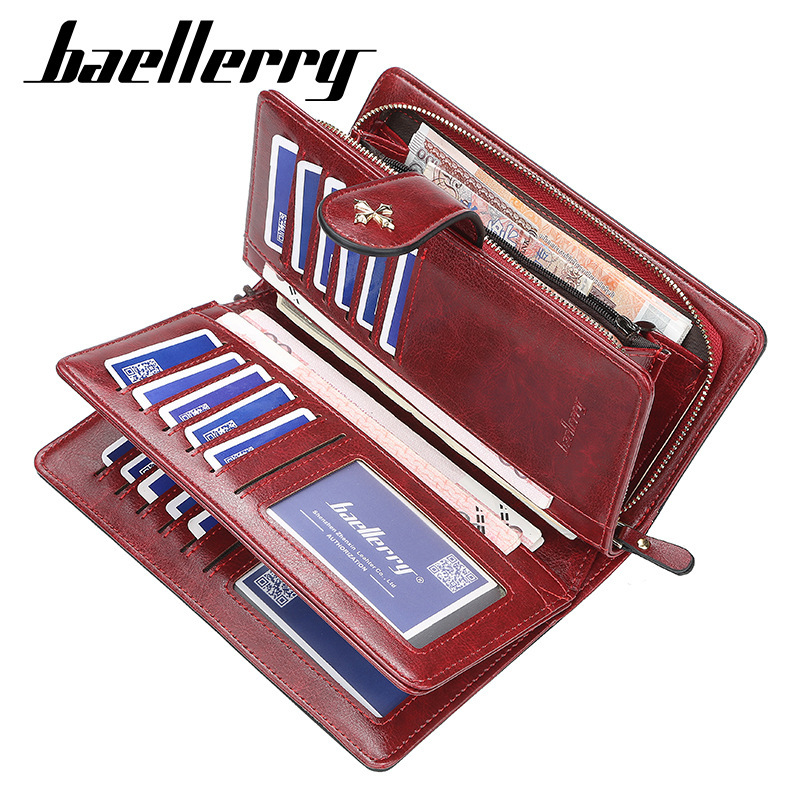 baellerry women's wallet retro fashion zipper coin purse simple long creative multiple card slots clutch bag