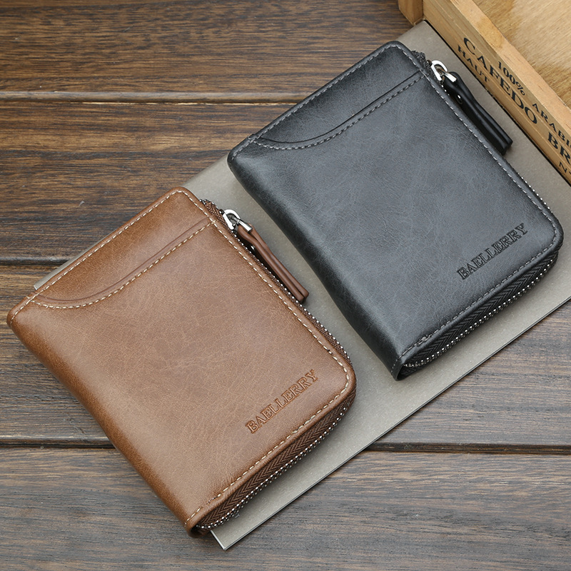 baellerry men's short wallet Korean zipper multi-function wallet large capacity multi-card-slot coin purse men