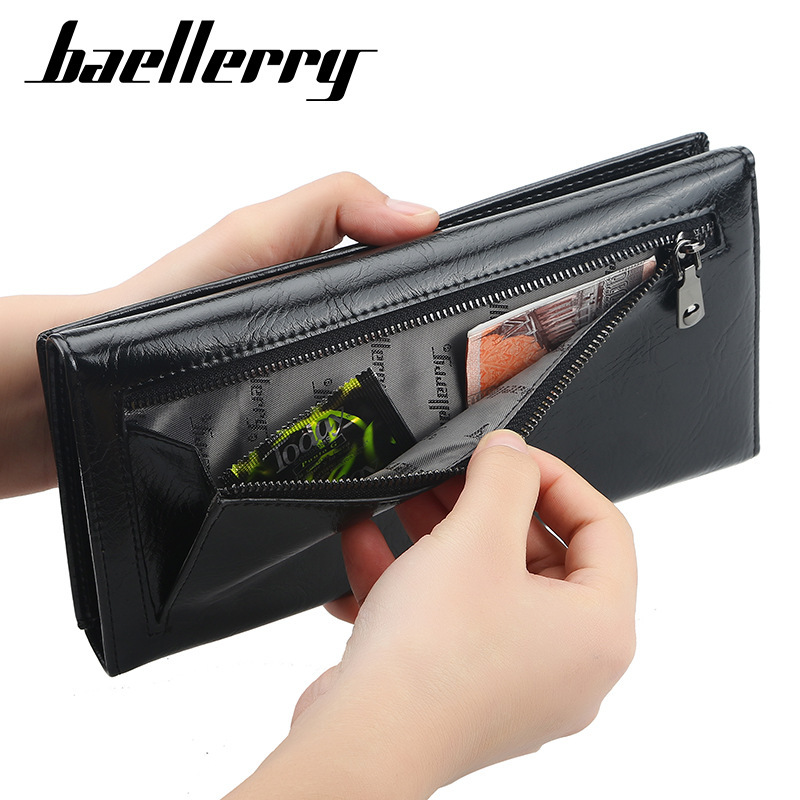 baellerry men's thin multiple card slots long wallet Europe and America creative zipper card holder hasp clutch