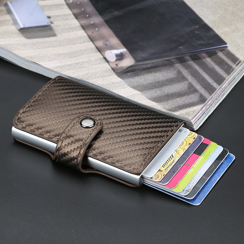baellerry men's automatic card type European and American aluminum alloy card package European and American anti-degaussing Plaid card holder wholesale