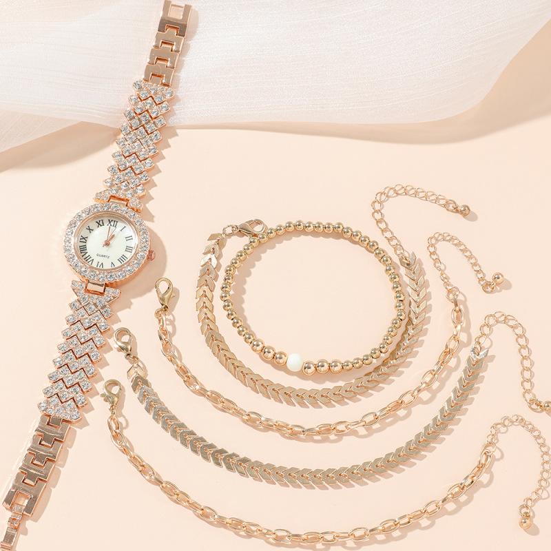 A09343 new cross-border hot selling casual fashion Diamond women's quartz watch set 6pcs/set