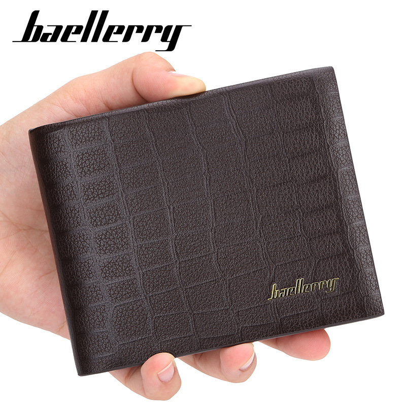 baellerry new men's short crocodile pattern vintage wallet simple fashion horizontal creative card holder wholesale