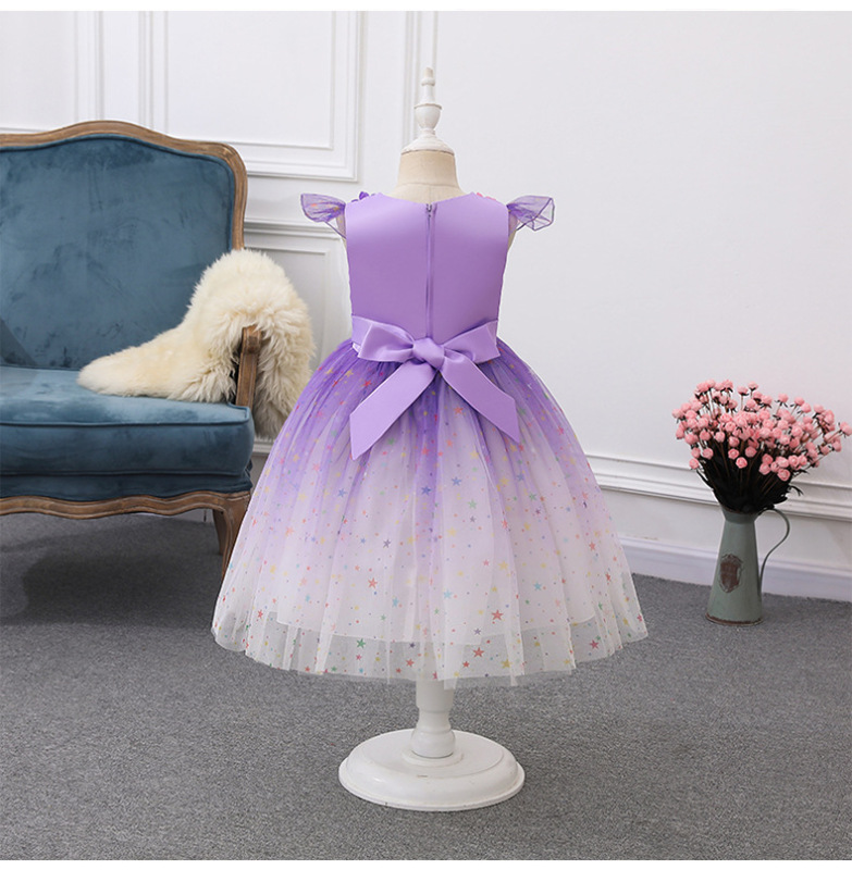 Christmas cross-border foreign trade children's unicorn gradient dress Princess dress girls' skirts Autumn clothing