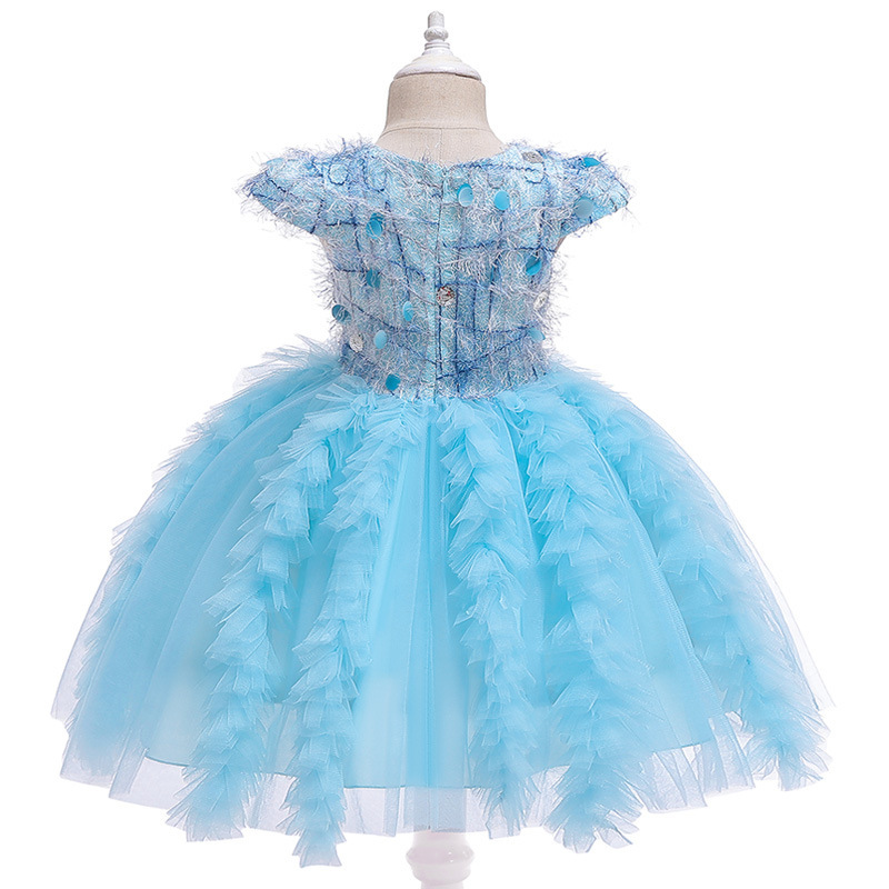 Foreign trade wholesale tassel sequins princess dress Middle and big children evening dress kids dress performance formal dress