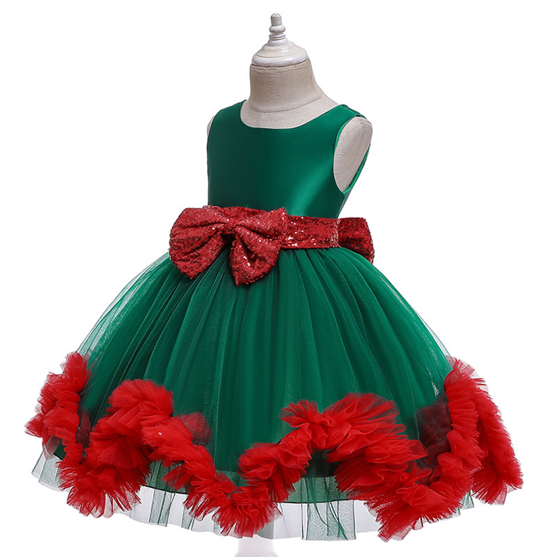 Autumn ins AliExpress new children's skirt bow mesh Christmas evening dress kids dress