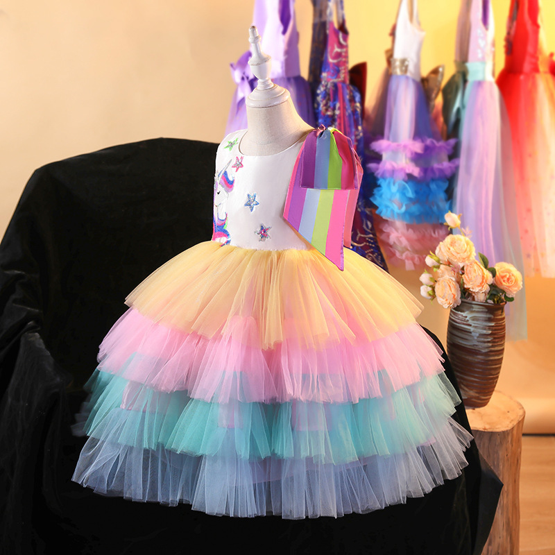 Christmas cross-border foreign trade unicorn cake dress dress Princess dress girls' skirts Autumn dress