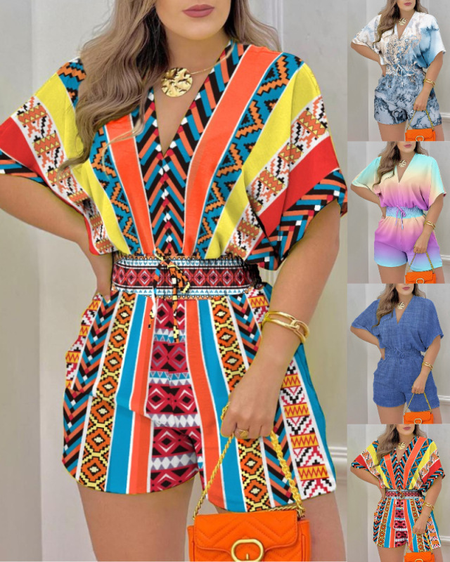 T9047 Amazon AliExpress summer New Europe and America cross border exclusive loose casual print jumpsuit