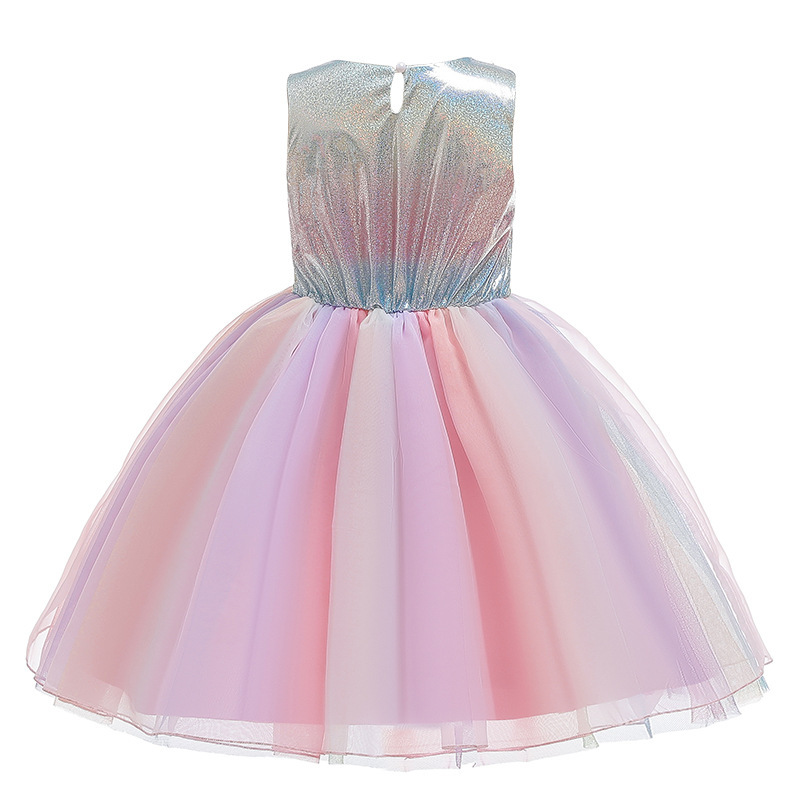 Cross-border supply children's dress with corsage color mesh dress children shirt New Princess dress dress dress kids dress