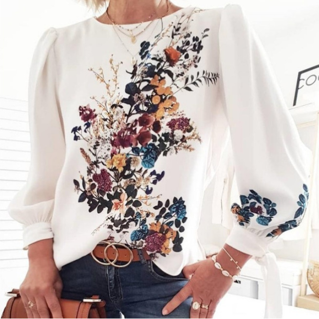 Fashion autumn Amazon ebay AliExpress wish young temperament crew neck straight women's shirt