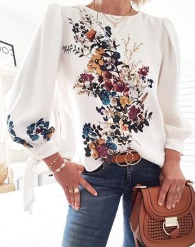 Fashion autumn Amazon ebay AliExpress wish young temperament crew neck straight women's shirt