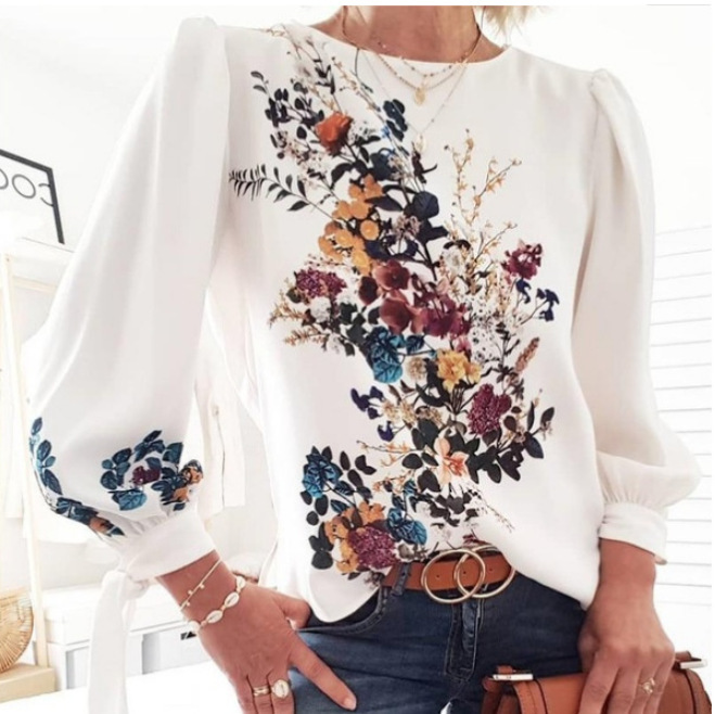 Fashion autumn Amazon ebay AliExpress wish young temperament crew neck straight women's shirt