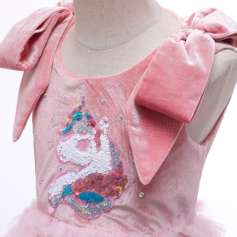 Amazon new children's clothing children shirt unicorn cake dress Princess dress evening dress girl dress
