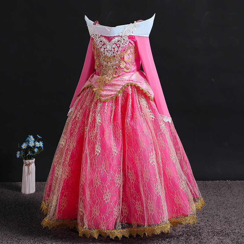 Amazon ailuo princess dress children's dress girls' off-shoulder long sleeve dress long dress factory supply