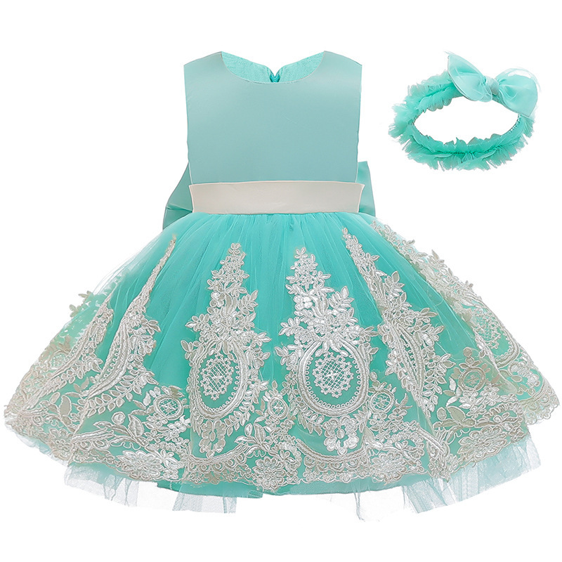 New foreign trade children's wear girls' bow high waist bubble skirt princess dress girl dress catwalk dress