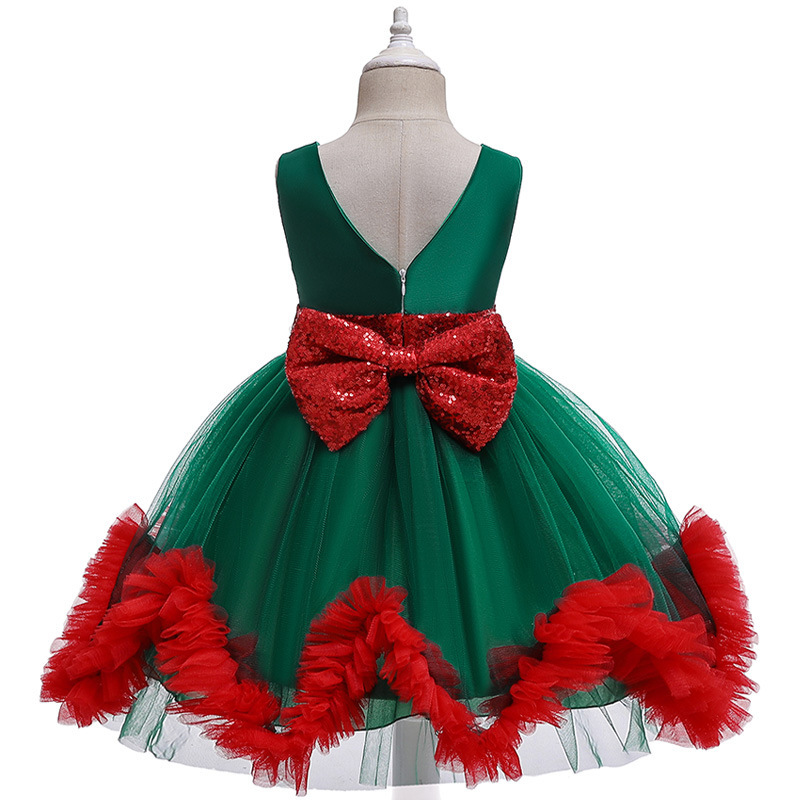 Autumn ins AliExpress new children's skirt bow mesh Christmas evening dress kids dress