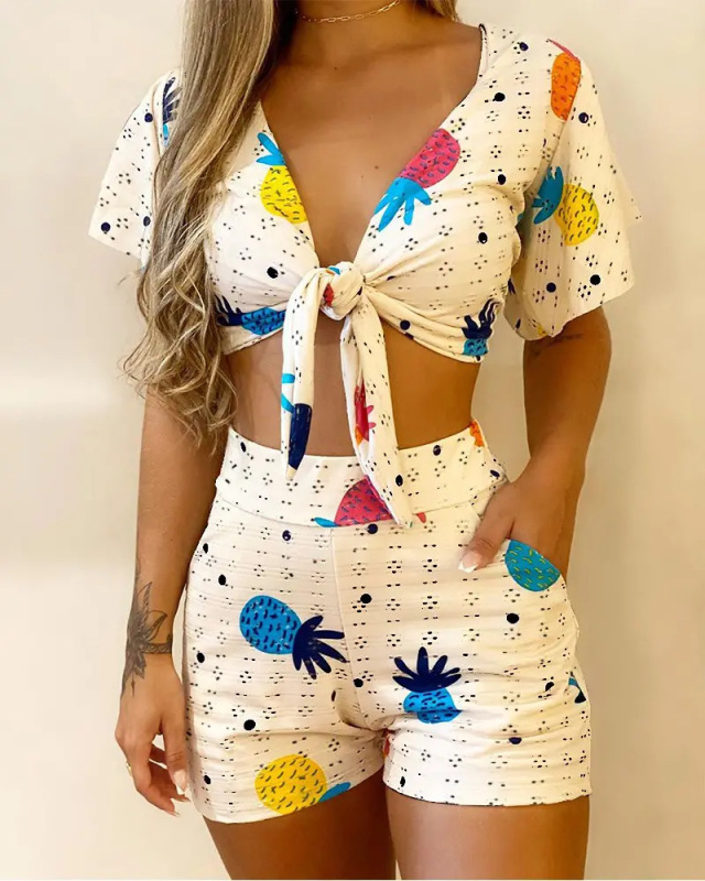 Z7029 European and American New Amazon AliExpress cross-border independent station popular sexy fashion printing 2-piece set for women