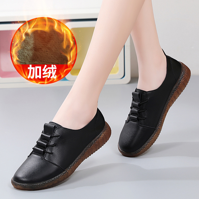 Loafers new autumn and winter women's shoes soft bottom casual white shoes flat bottom comfort pumps with velvet