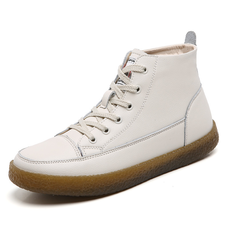 High-top shoes for women Dr. Martens Boots autumn and winter new casual flat ankle boots women soft bottom soft leather non-slip white shoes women