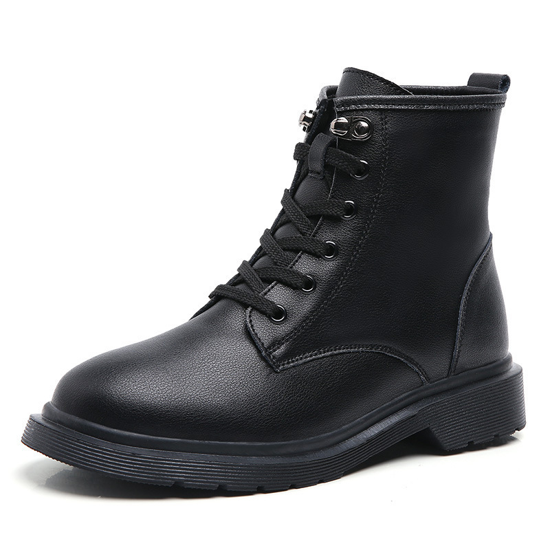 Autumn and Winter new British style Dr. Martens Boots women's high-top Korean-style all-match flat casual boots Thermal Cotton boots