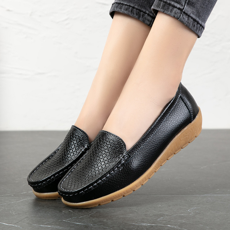 Summer autumn new style loafers casual shoes loafers large size women's shoes wedge middle-aged and elderly mom shoes women's single shoes cowhide