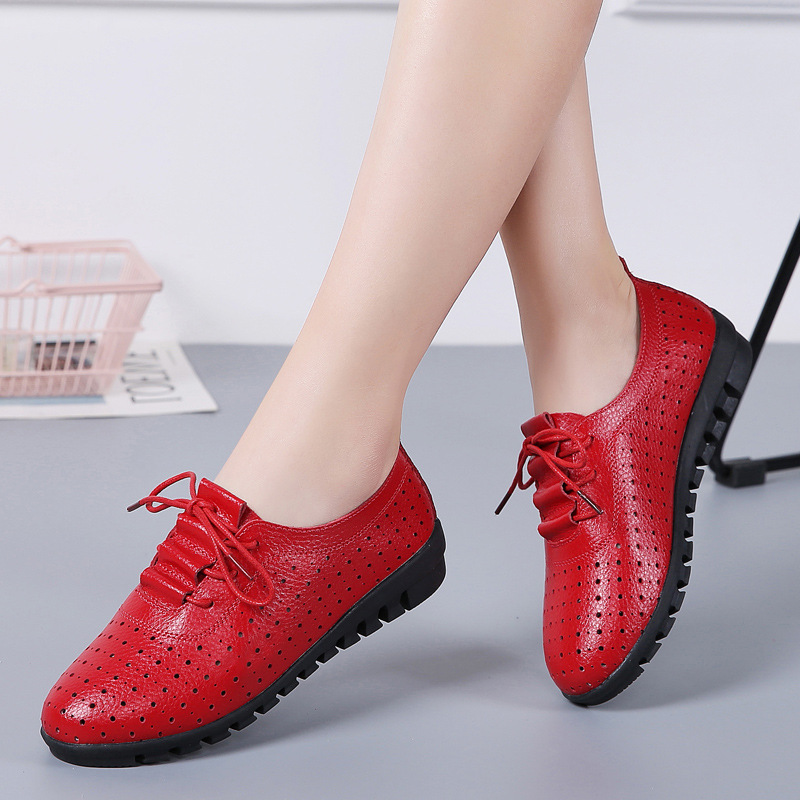 Small leather shoes women's new wedge Korean style versatile British women's shoes fashion ins soft bottom casual hollowed women's shoes