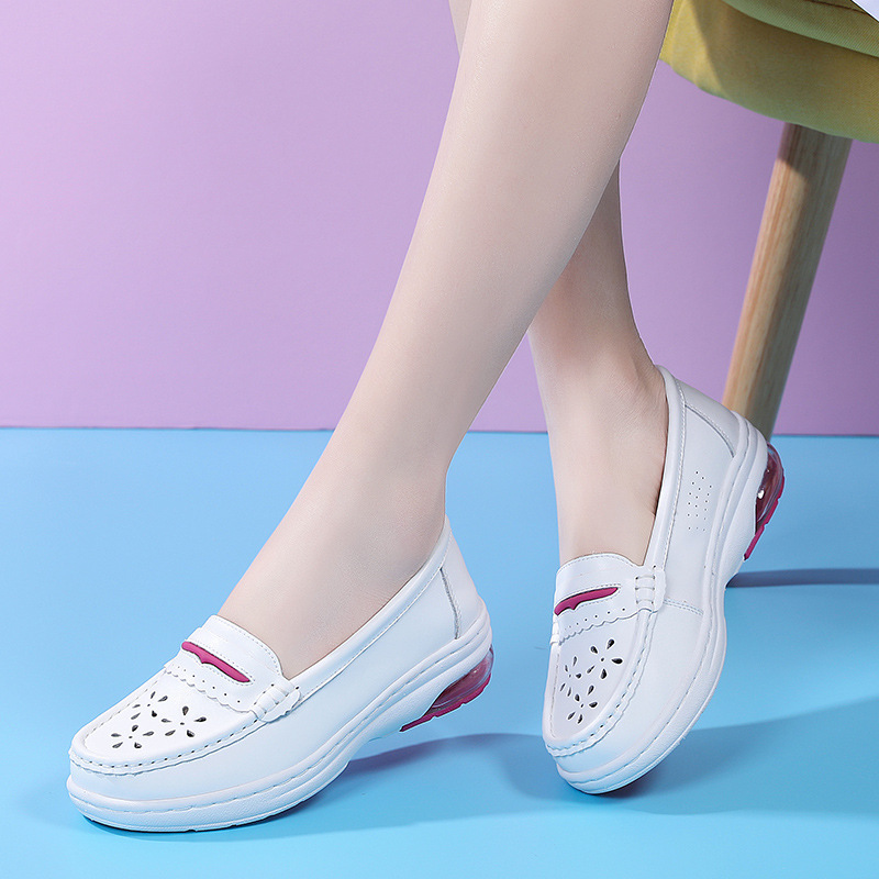 Air Cushion nurse shoes Women's Hospital work white shoes soft bottom wedge breathable flat shoes not tired feet