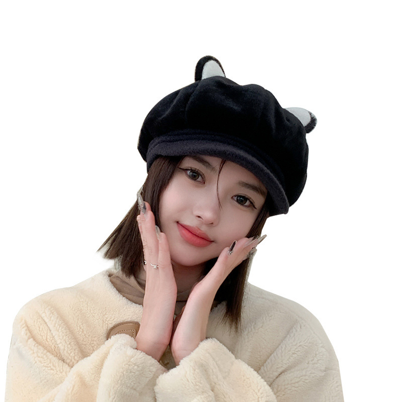 9707 autumn and winter berets Internet celebrity painter cap small cartoon hat for women Korean style fashion all-matching octagonal cap fashion