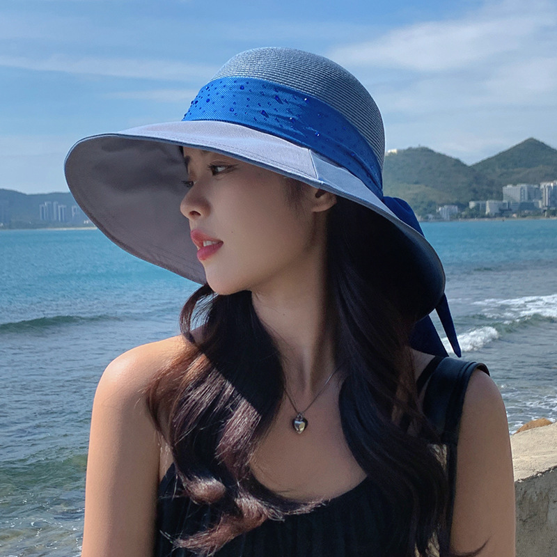 8195 spring and summer new straw hat women's Korean-style sun protection sun hat beach sun hat big brim bucket hat