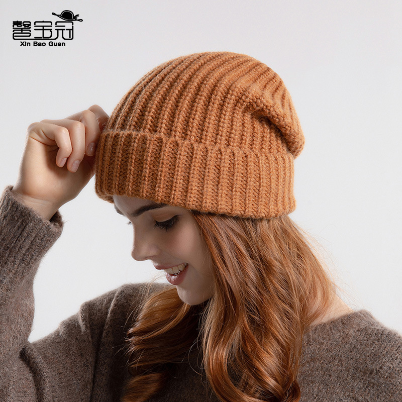 9967 autumn and winter big head circumference woolen cap Korean fashion face slimming slipover knitted hat warm ear protection pile heap cap