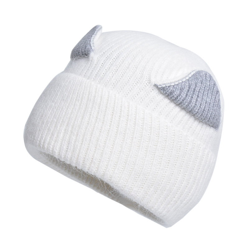 9919 winter New hat female cat ears rabbit fur knitted woolen cap Korean warm Earflaps head-wrapping cap beanie hat