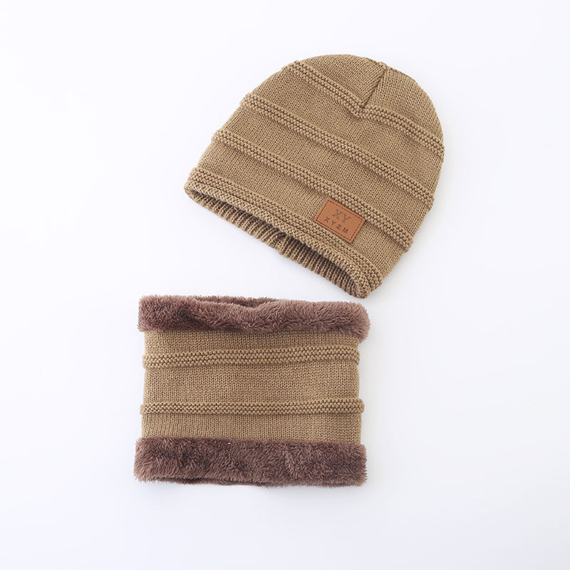 9502 winter hat sleeve cap scarf set fleece-lined thickened woolen cap men's Korean autumn and winter men's knitted hat