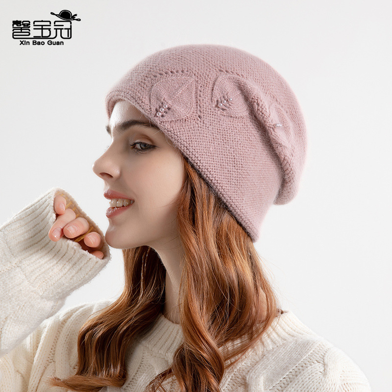 9920 autumn and winter warm hat female middle-aged and elderly woolen cap ear protection fashion mom hat outdoor cold-proof knitted hat