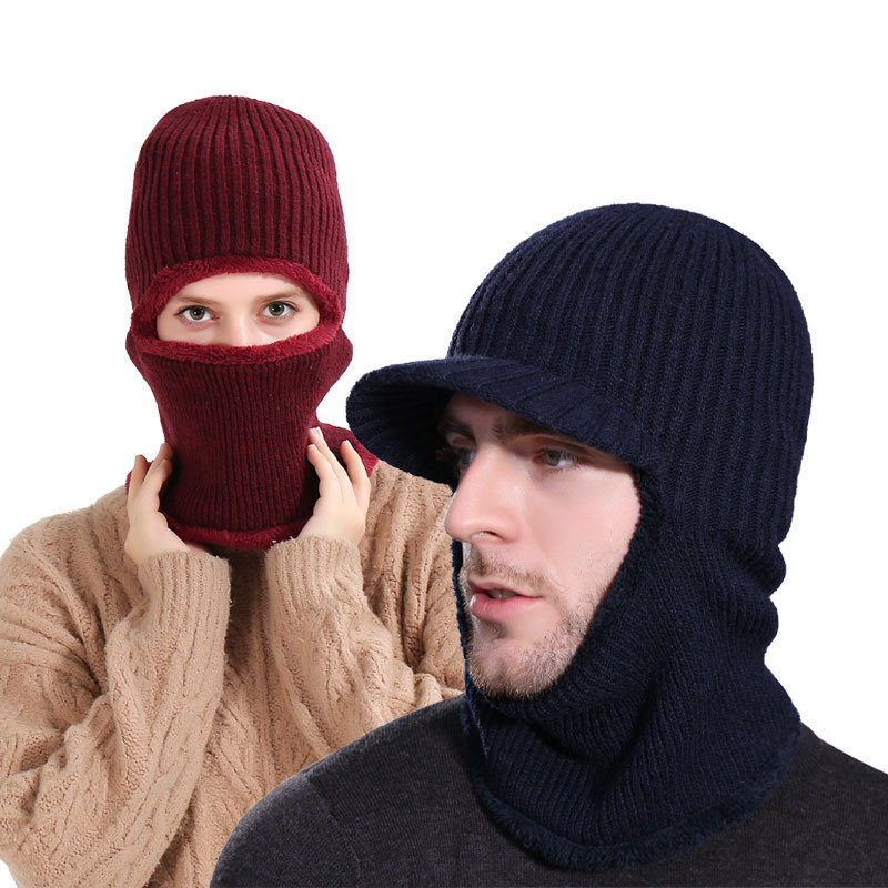9518 hat women's winter cycling Europe and America cross border sleeve cap men's winter warm hat fleece-lined hat scarf integrated hat