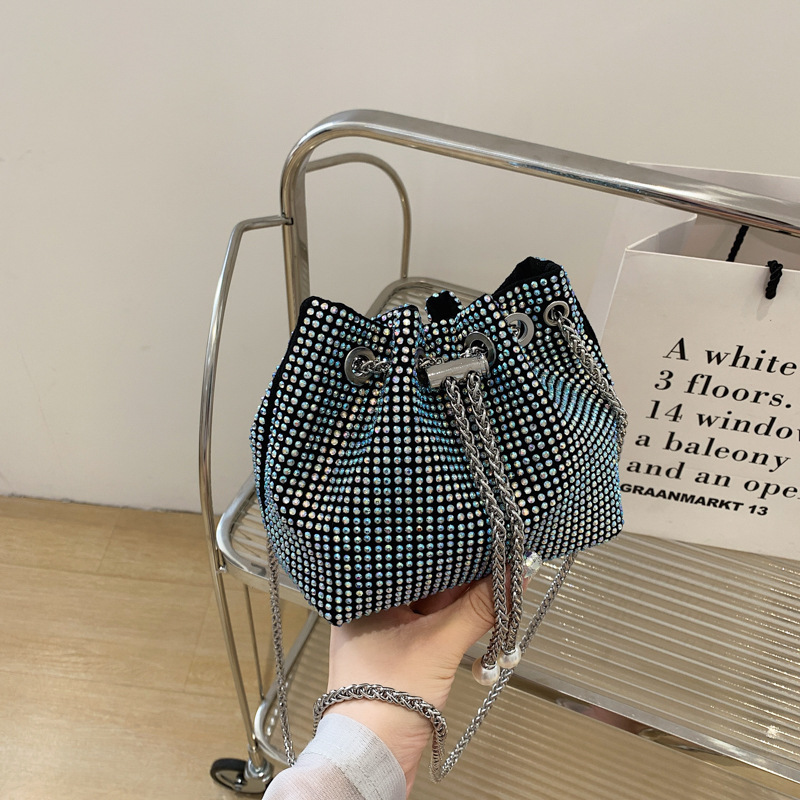Internet celebrity rhinestone mini bag women's bag spring and summer new this year's popular chain messenger bag bucket bag