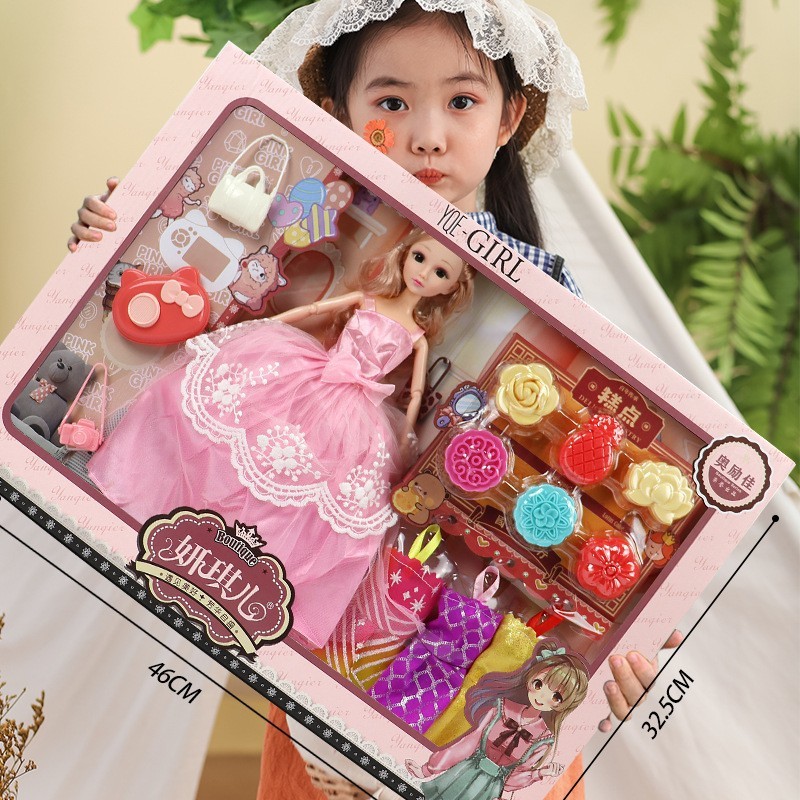 Barbie Doll Girl simulation princess doll Elsa set toy large gift box agency gift