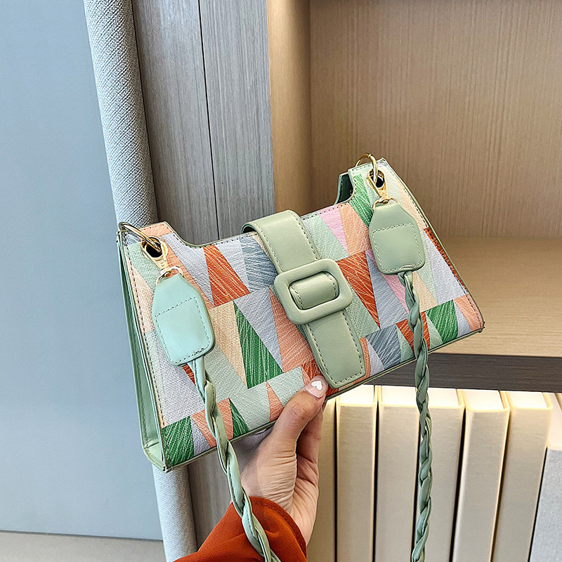 N049 New Popular Contrast Color Small Bag Women's Autumn Leisure Texture Crossbody Bag with Western Design One Shoulder Small Square Bag