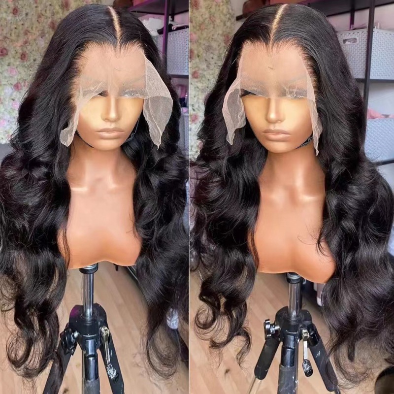 Front lace wig European and American ladies big wave body wavy human hair wigs 13*4 lace