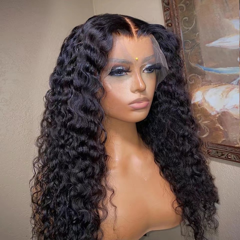 2022 front lace wig European and American style wig women's long curly wig small curly lace chemical fiber wig in stock
